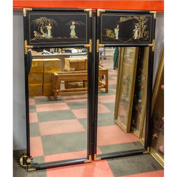 PAIR OF ORIENTAL MIRRORS 19" X 48"