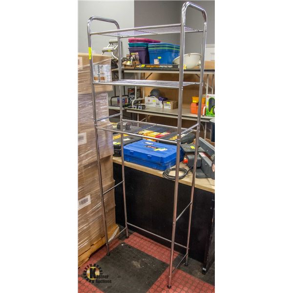 CHROME METAL 3-SHELF STORAGE FOR BEHIND