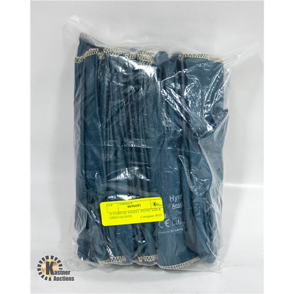 10 PAIRS OF ANSELL HYNIT SIZE 8 (MED) GLOVES