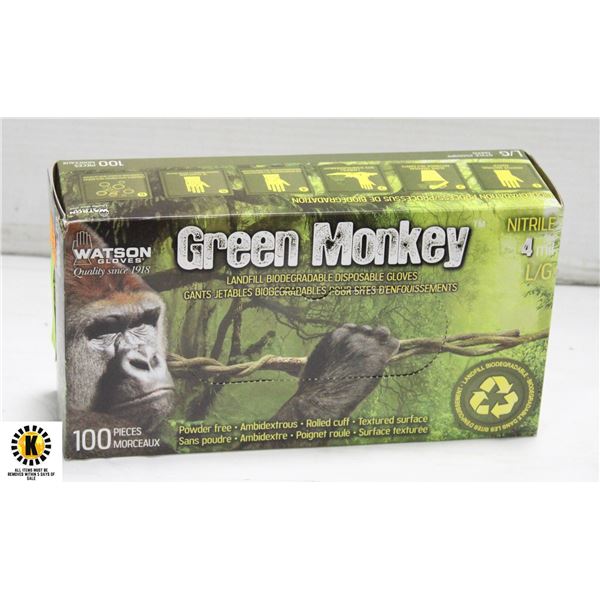 GREEN MONKEY 4MIL DISPOSABLE GLOVES SIZE L