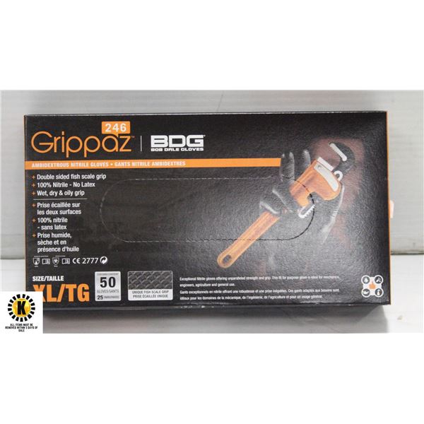 GRIPPAZ BDG DISPOSABLE GLOVES SIZE XL/G 50