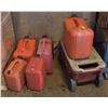 Image 1 : FLAT OF GAS CANS AND WAGON
