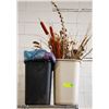 Image 1 : 2 GARBAGE CANS FULL OF SILK FLOWERS