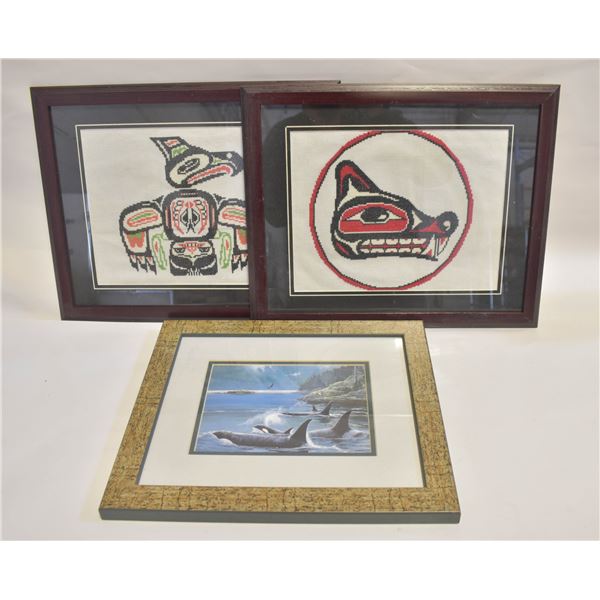 INDIGENOUS FRAMED ART 12.5X16 INCH  & WHALE PRINT