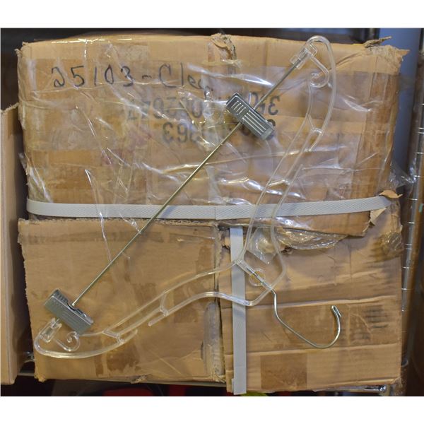 NEW 100 CLEAR PLASTIC HANGERS WITH CLIPS