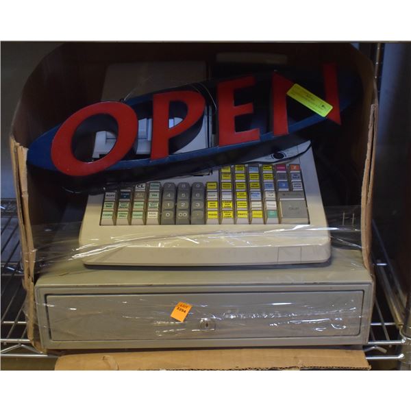 CASH REGISTER NO KEY & OPEN SIGN