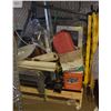Image 1 : PALLET OF ASSORTED TOOLS INCLUDES RAMPS, HANDSAWS
