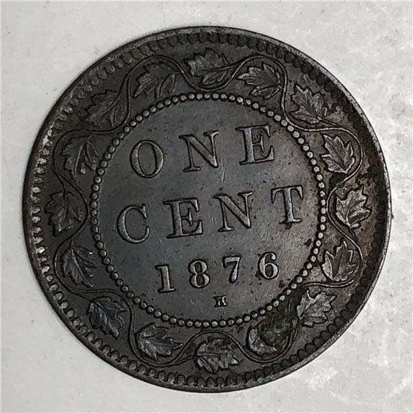 Canadian Large Cent 1876 AU++ Brown