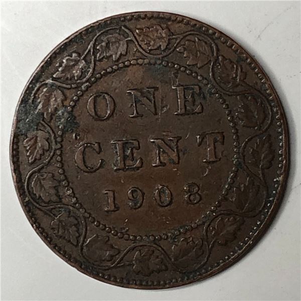 Canadian Large Cent 1908 VF+