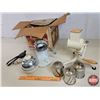 Image 1 : Vintage Kitchen Grouping : Kitchen Crank Grinder/Shredder with Inserts; Citrus Press; Egg Cooker ; D
