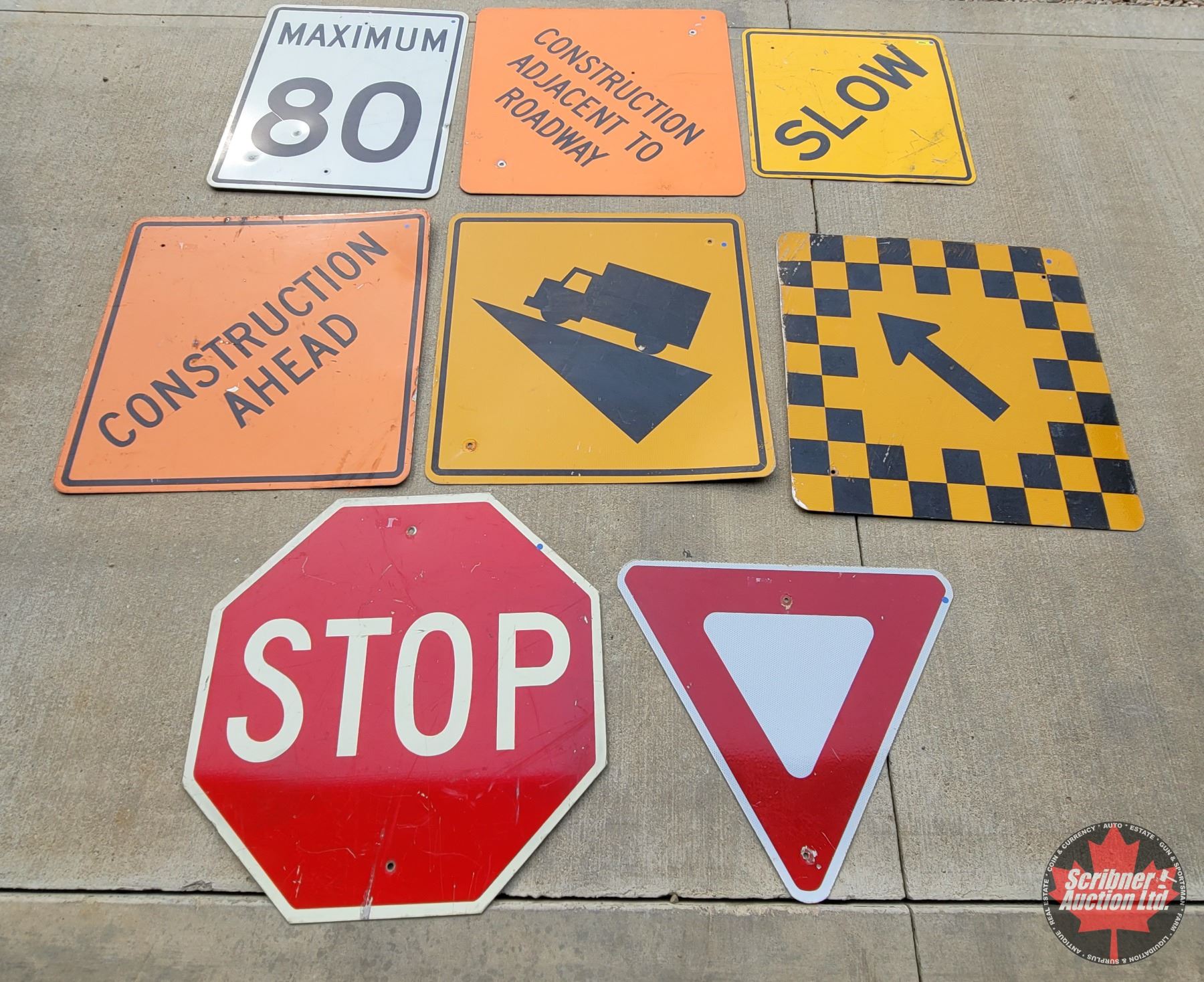 BULK LOT ~ Decom Construction/Road Signs (8) (Variety - See Types in ...
