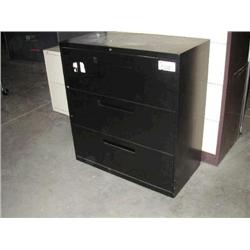 Black 36" 3 Drawer Lateral File