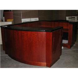 Custom Cherry Reception Desk 7"x9" Marble Top