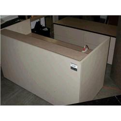 Beige Reception Desk w/ Credenza