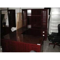 U-Shape Executive Desk - Mahogany