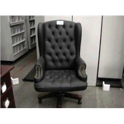 High  Back Leather Diamond Tuft Chair