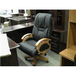 High Black Leather Executive Chair - Maple Arms