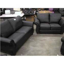 Black Leather 3 Piece Sofa Set