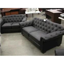 Black Leather 3 Piece Sofa Set