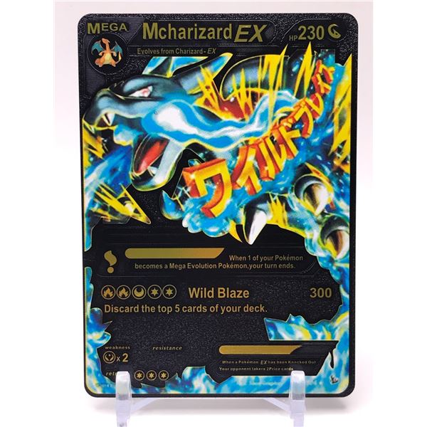 LIMITED EDITION Pokemon Mega M CHARIZARD EX 230HP Black Foil Fan Art Card