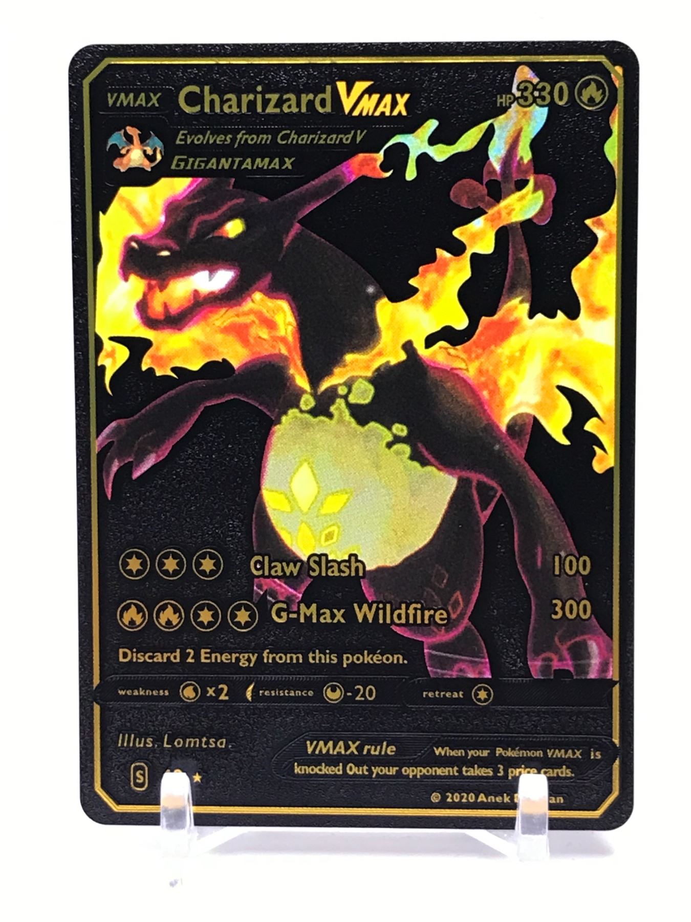 LIMITED EDITION Pokemon Charizard VMAX HP 330 Black Foil Fan Art Card LIMITED EDITION Pokemon Charizard VMAX HP 330 Black Foil Fan Art Card