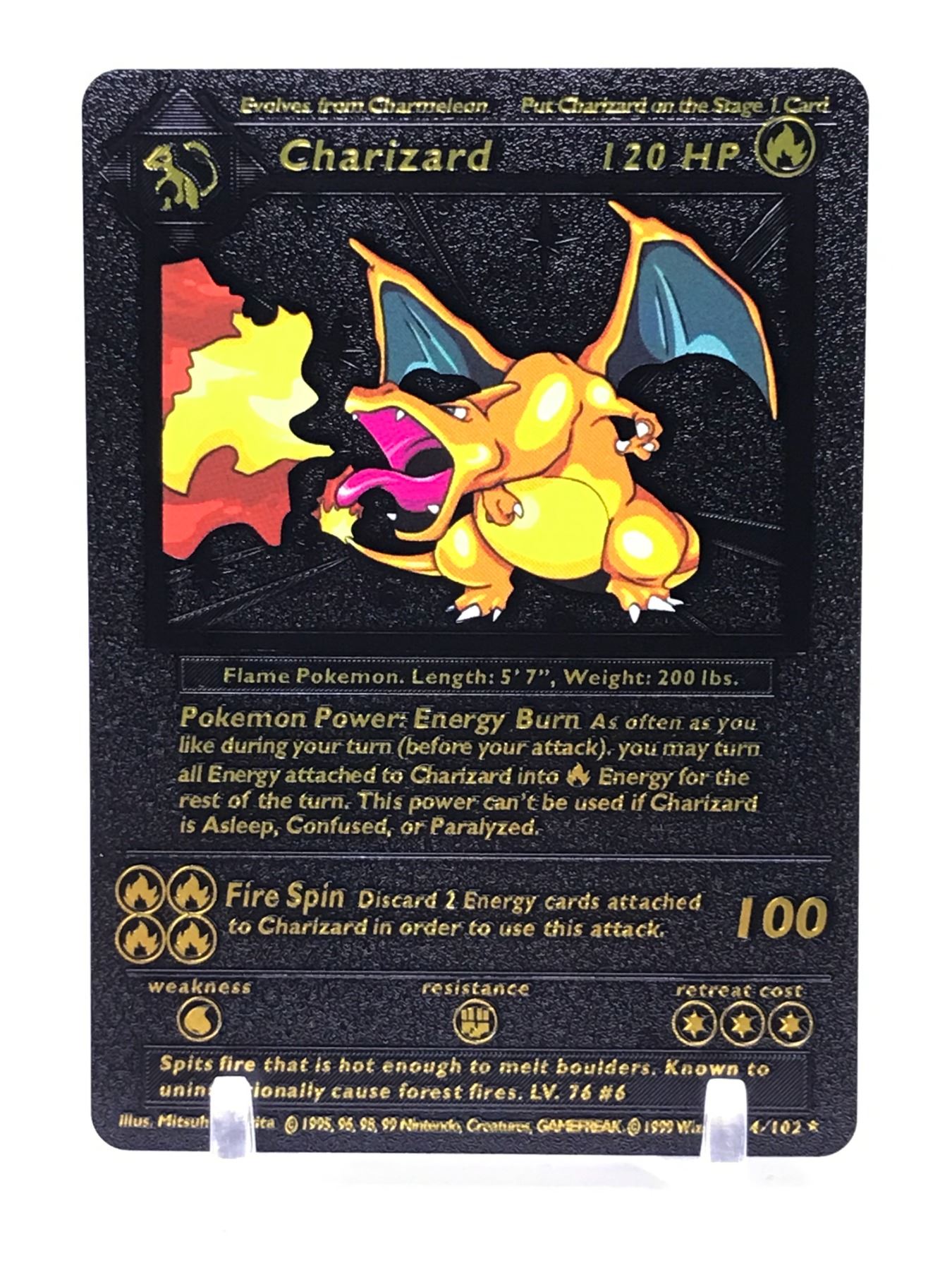 LIMITED EDITION Shining Charizard Shadow GX 1st Edition Black Gold Pokemon Metal Card LIMITED EDITION Shining Charizard Shadow GX 1st Edition Black Gold Pokemon Metal Card