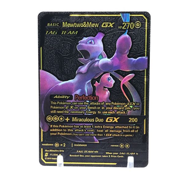 LIMITED EDITION Pokemon Mewtwo & Mew GX Tag Team 270 HP Black Foil Fan