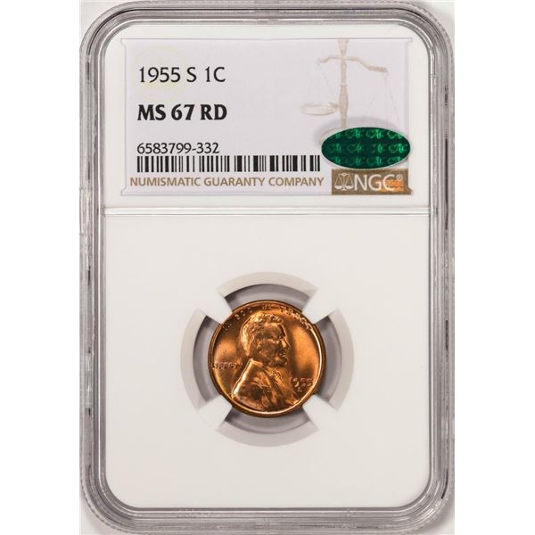 1955-S Lincoln Wheat Cent Coin NGC MS67RD CAC