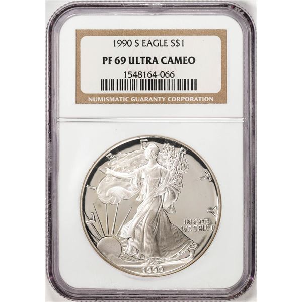1990-S Proof $1 American Silver Eagle Coin NGC PF69 Ultra Cameo