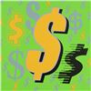 Image 2 : Steve Kaufman (1960-2010) "Dollar Signs (Green Italic)" Original Serigraph on Canvas