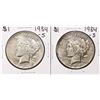 Image 1 : Lot of (2) 1934-S $1 Peace Silver Dollar Coins