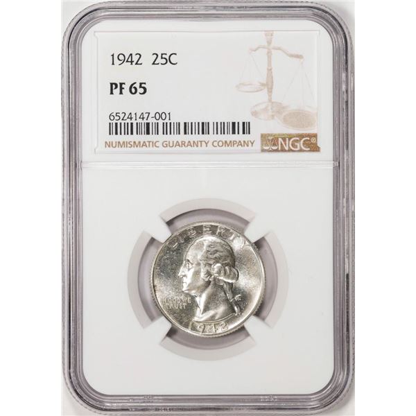 1942 Proof Washington Quarter Coin NGC PF65