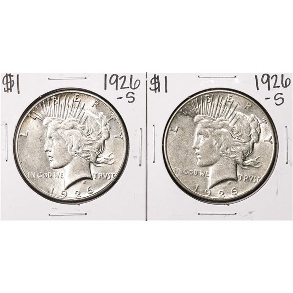 Lot of (2) 1926-S $1 Peace Silver Dollar Coins