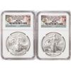 Image 1 : Lot of (2) 2014-(W) $1 American Silver Eagle Coins NGC MS69