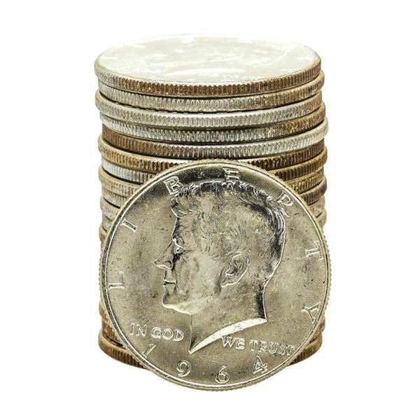 Roll of (20) Brilliant Uncirculated 1964 Kennedy Half Dollar Coins