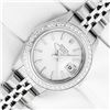 Image 2 : Rolex Ladies Stainless Steel Silver Index Diamond Date Wristwatch