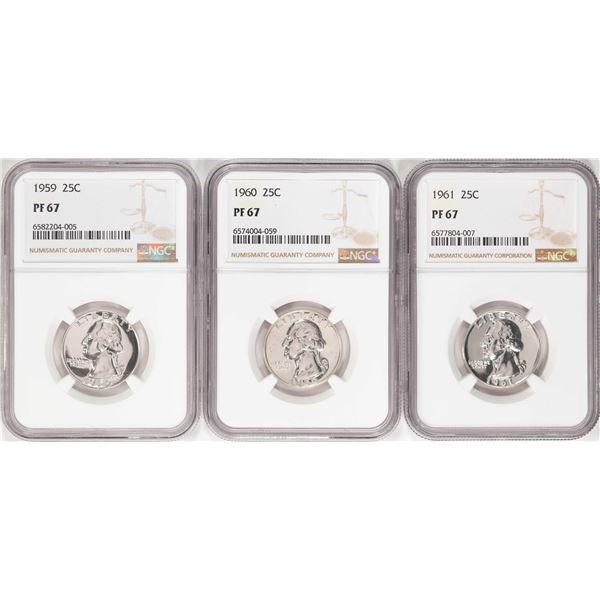 Lot of 1959-1961 Proof Washington Quarter Coins NGC PF67