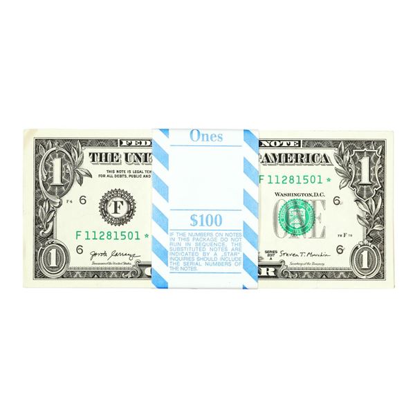 Pack of (100) Consecutive 2017A $1 Federal Reserve Star Notes Atlanta