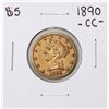 Image 1 : 1890-CC $5 Liberty Head Half Eagle Gold Coin