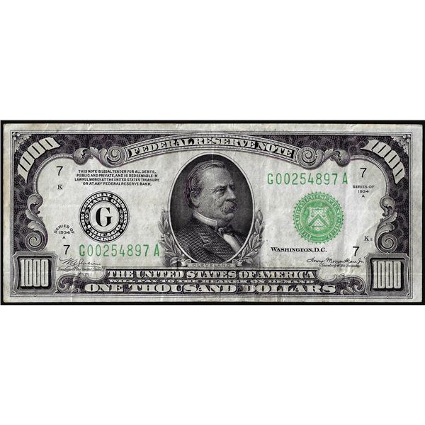 1934A $1,000 Federal Reserve Note Chicago