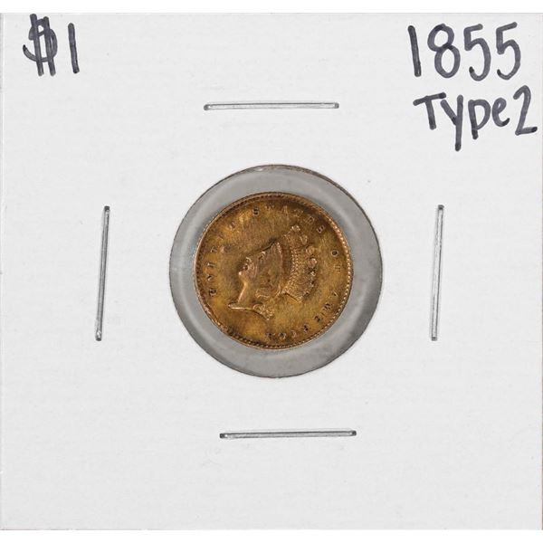 1855 Type 2 $1 Indian Princess Head Gold Coin