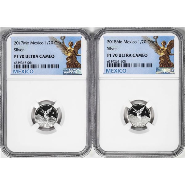 Lot of 2017-2018-Mo Mexico Proof 1/20 oz Silver Libertad Coins NGC PF70 Ultra Cameo