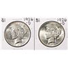 Image 1 : Lot of (2) 1926-D $1 Peace Silver Dollar Coins
