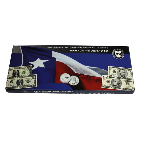 2003 Department of the Treasury BEP Texas Coin and Currency Set Matching Serial #'s