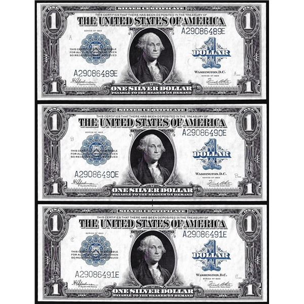 Lot of (3) Consecutive 1923 $1 Silver Certificate Notes