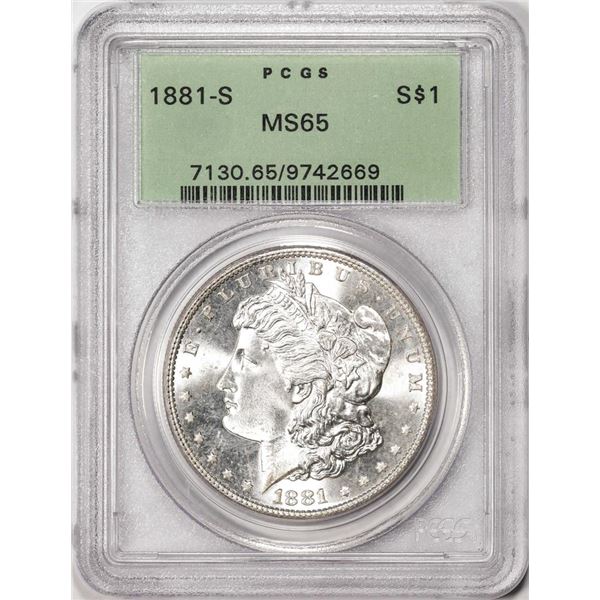 1881-S $1 Morgan Silver Dollar Coin PCGS MS65 Old Green Holder