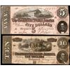 Image 1 : Lot of 1864 $5 & $10 Confederate States of America Notes