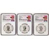 Image 1 : Lot of (3) 2023P Australia $100 Kangaroo 1oz Platinum Coins NGC MS70 First Releases