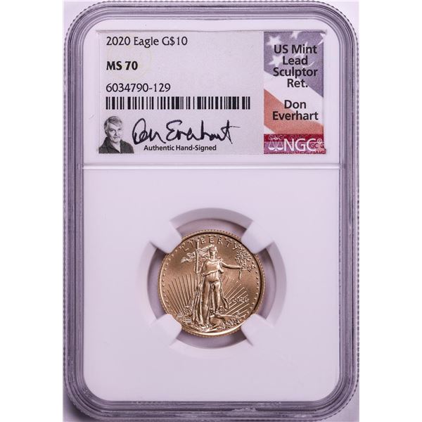 2020 $10 American Gold Eagle Coin NGC MS70 Don Everhart Signature