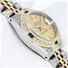 Image 4 : Rolex Ladies Two Tone Champagne Emerald and Diamond Datejust Wristwatch